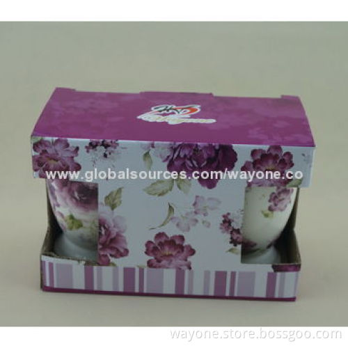 Porcelain Foot Mugs with Printed Gift Box, Flower Design, High Grade Shape, Ideal as Present